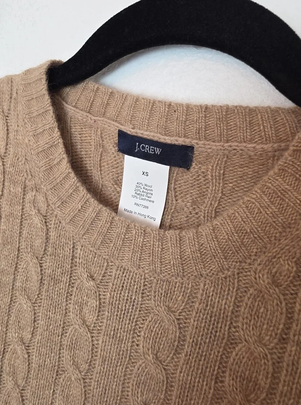 J CREW Wool Angora Cashmere Cable Knit Sweater Vest Tan Vintage Academia Size XS